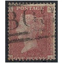1858 SG43 1d Red Plate 147 Fine Used Check Letters "MA".