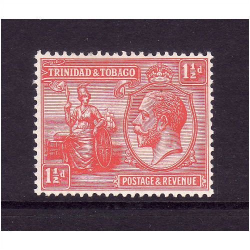 TRINIDAD AND TOBAGO 1922 SG220a 1 1/2d SCARLET M / MINT