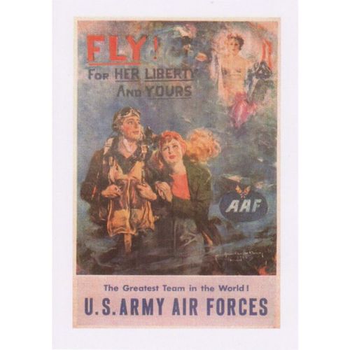 Postcard Poster Art US Army Air Forces Recruitment WW2 Aircraft USA Fly AAF