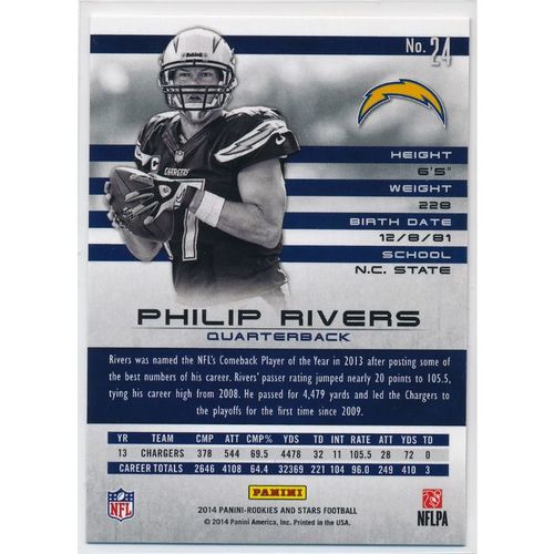 2014 Panini Rookies & Stars #24 Philip Rivers San Diego Chargers