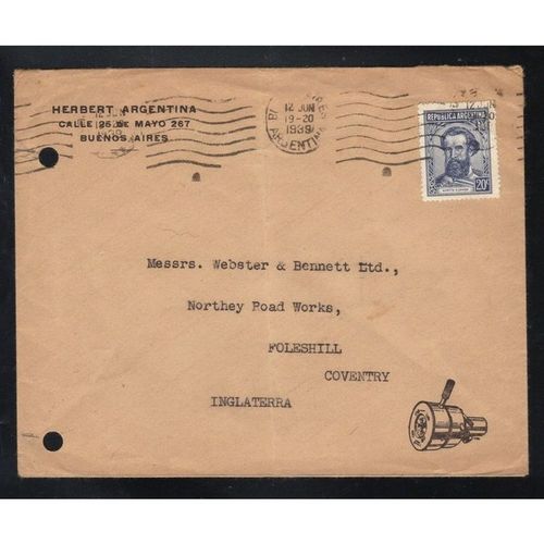 ARGENTINA 1939 Herbert Argentina envelope sent to England
