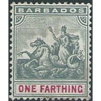 Barbados 1892 SG105 1/4d Slate-Grey & Carmine Mounted Mint ... .