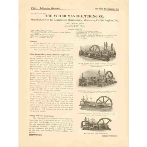 vinter mfg company 1916 ammonia compressors engines vintage catalog