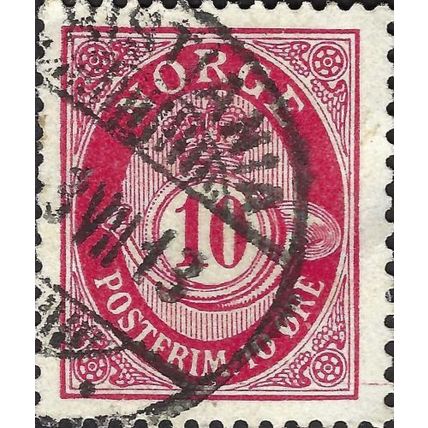 NORWAY, Posthorn postfrim, carmine 1909, 10ore