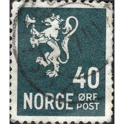 NORWAY, Lion rampant with axe, grey-blue 1937, 40ore