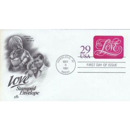 United States 1991 Love FDC Honolulu cancel unaddressed VGC
