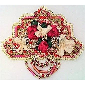 Ribbon Embroidery Beaded Floral Artistic Brooch Pin