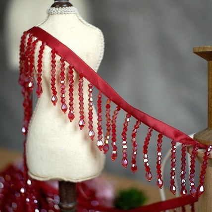 0.5 Meter Beaded Crystal Fringe Tassels Trim DIY Curtain Costume Edge Decor Ribb