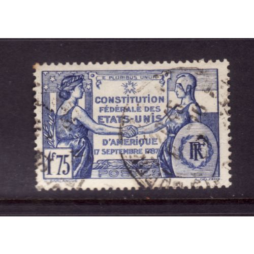 FRANCE 1937 SG 589 1F.75 BLUE US CONSTITUTION FINE USED