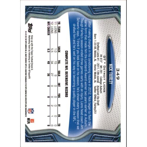 2013 Topps Football Nick Fairley