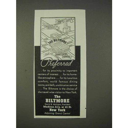 1940 The Biltmore Hotel Ad - Preferred