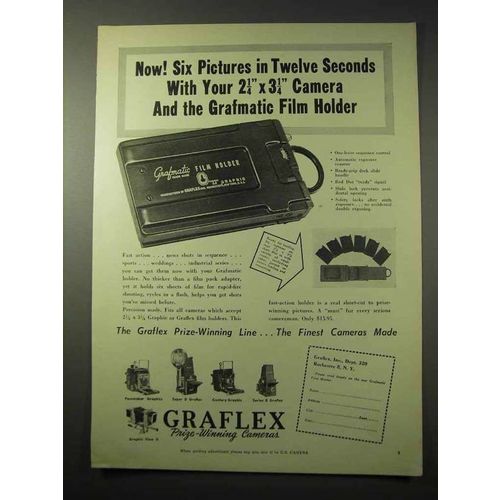 1950 Graflex Grafmatic Film Holder Ad - In Seconds