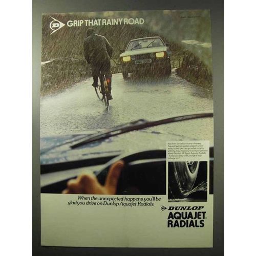 1977 Dunlop Aquajet Radial Tires Ad - Rainy