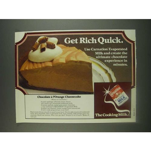 1985 Carnation Evaporated Milk Ad - Chocolate a l'Orange Cheesecake