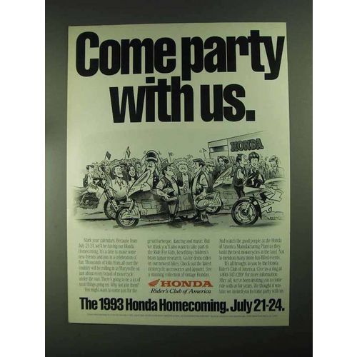 1993 Honda Motorcycles Ad - Come Party With Us