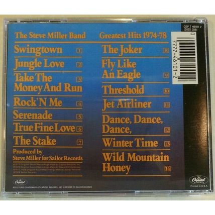 GREATEST HITS 1974-78 by THE STEVE MILLER BAND (CD, 1987 - USA - Capitol) VGC!!!