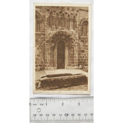 vintage postcard Dalmeny Church, The South Door