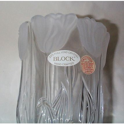 Vintage Block Tulip 7 Inch Hurricane Vase / Candle Holder - 24% Lead Crystal Han