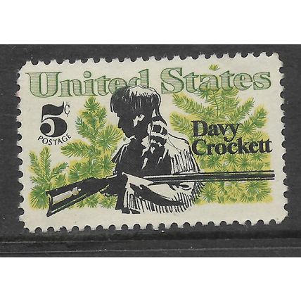 USA 1967 DAVY CROCKETT COMMEMORATION 5c GREEN BLACK YELLOW SG 1305 FINE USED#