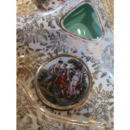 Pretty Serving Dish Classic Scenes Against Floral Background. Makers mark empire