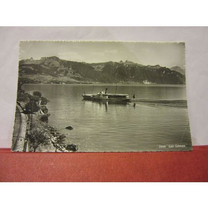 LAC LEMAN, SWITZERLAND used vintage postcard RP 1954 pm =