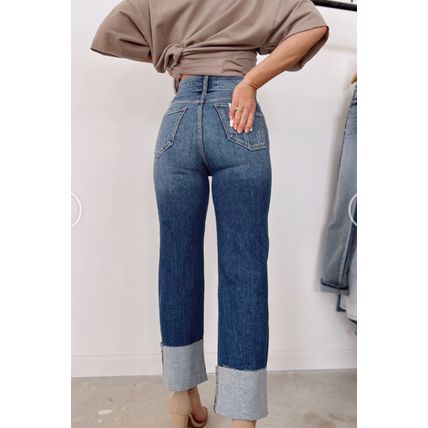 Blue High Waist Distressed Straight Leg Jeans