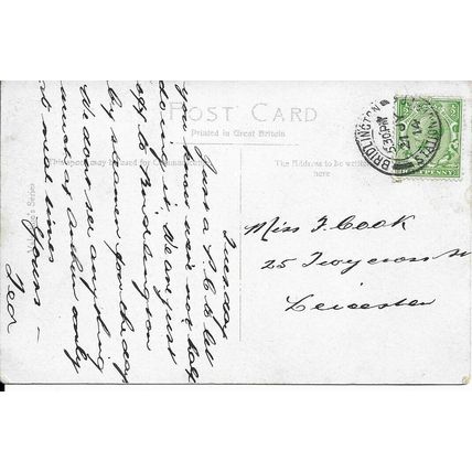 GENEALOGY Postcard - Miss Cook - Twycross St - Leicester 1914 (A3d)