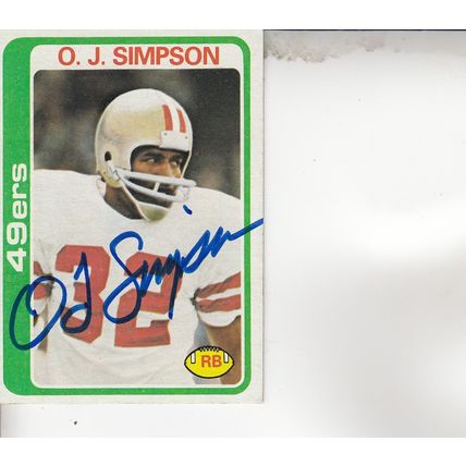 O.J. SIMPSON 1978 AUTOGRAPHED SAN FRANCISCO 49ERS HALL OF FAME FULLBACK THEJUICE