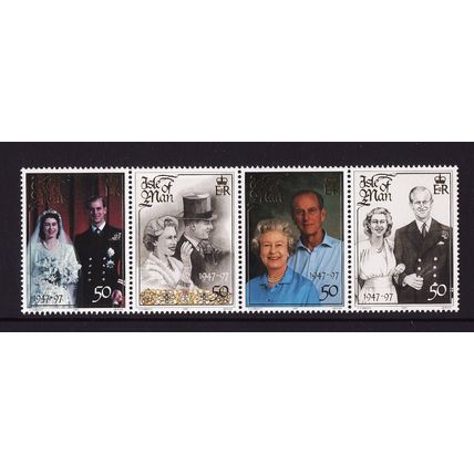 1997 Isle of Man,Golden Wedding, NH Mint Strip, SG 768a