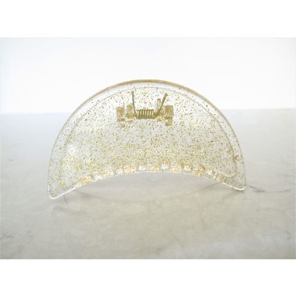Clear transparent triangle gold sparkle glitter hair claw clip for medium fine