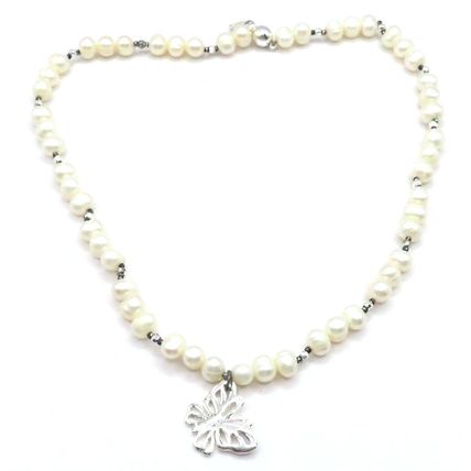 Butterfly Pendant on a White Pearl Fresh Water Necklace Boxed Ladies Gift