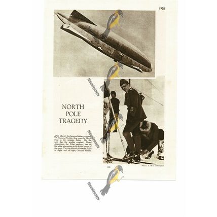 North Pole Tragedy, Airship Italia Crashes, 1928, Book Illustration (Print) 1935