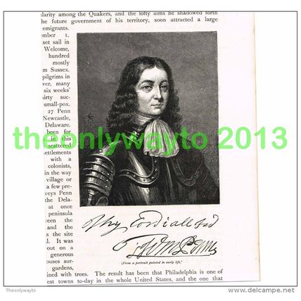 WILLIAM PENN, USA, BOOK ILLUSTRATION (PRINT) 1891