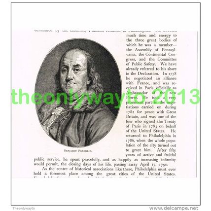 BENJAMIN FRANKLIN, USA, BOOK ILLUSTRATION (PRINT) 1891