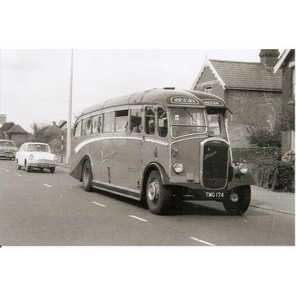 Black & White Photograph of Horseshoe Coaches Ltd. of London N15 - TMG 174