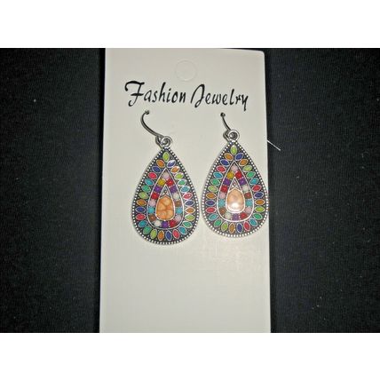 Fabulous multi colour pear drop hook earrings