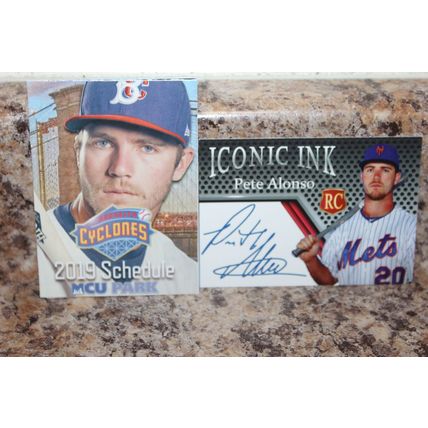 2019 brooklyn baseball cyclones schedule and 2916 pete alonso rookie card