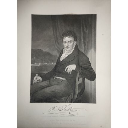 Robert Fulton - original portrait engraving - 1876 - Duyckinck Int'l Gallerie