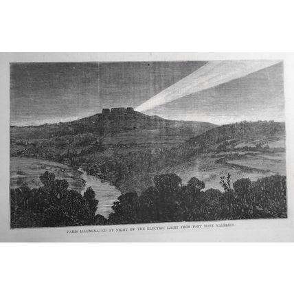 Paris Illuminated At Night By The Electric Light From Fort Mont Valerien -1871