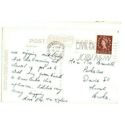 POSTCARD Suspension Bridge Alum Chine Bournemouth + Civil Defence Join Now PMK