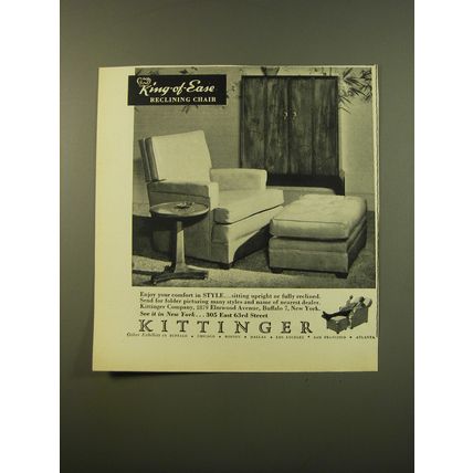 1961 Kittinger King-of-Ease Reclining Chair Ad - Enjoy your comfort in style