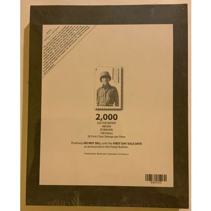 Go For Broke Full Sealed Pad of 100 Sheets (2000 Stamps) Scott 5593