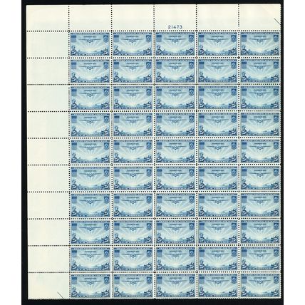 C20, Mint NH 25¢ Airmail Complete Top PL# Sheet of 50 ** Stuart Katz