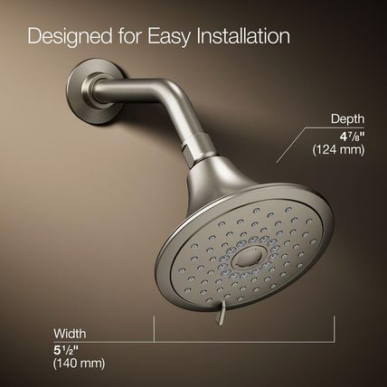 KOHLER 22169-BN Forte Multifunction Showerhead, Wall-Mount, 3 Spray Settings, 2.