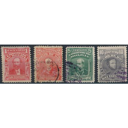 Politicians: 4 Values - Bolivia 1913 - FH - MiNr 93/5 & 97