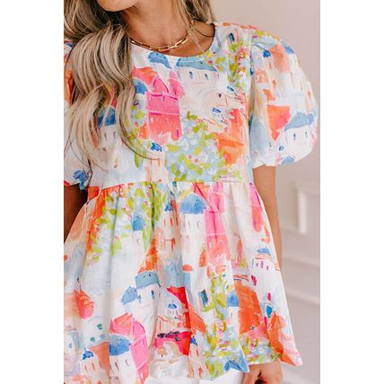 Sky Blue Parisian Avenue Babydoll Top