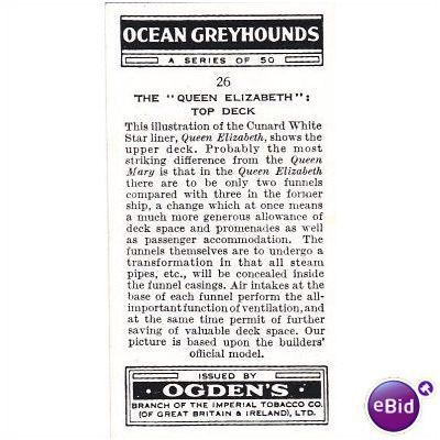 Ogdens Ocean Greyhounds No.26 Queen Elizabeth Top Deck