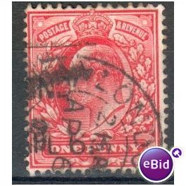 GB stamps 1902-10 KEV11 - 1d SG219 London 89