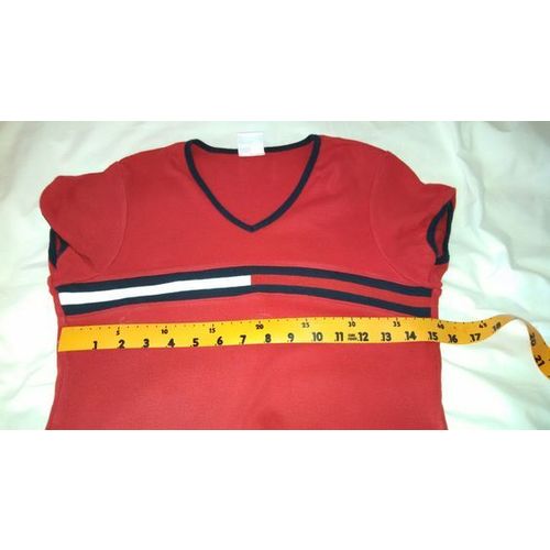 Tommy Hilfiger Girls PreTeen Junior XL large child stripe logo red cotton dress