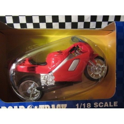 1/18 SCALE MAISTO ROAD & TRACK HONDA NR MOTORCYCLE RED SILVER BLACK STEERABLE